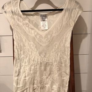 Bebe stretch lace top white